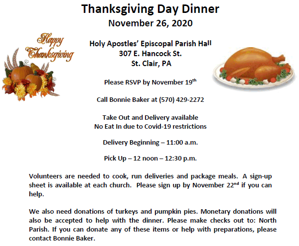 Thanksgiving Day Dinner November 26, 2020