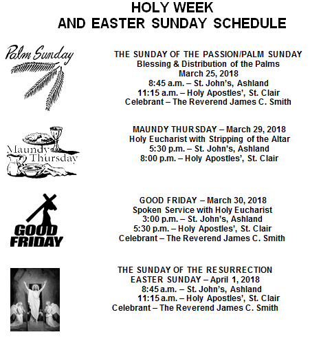 EASTER SUNDAY SCHEDULE 2018!