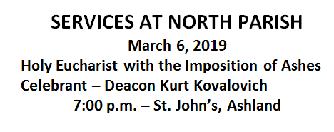 SERVICES AT NORTH PARISH 2019!